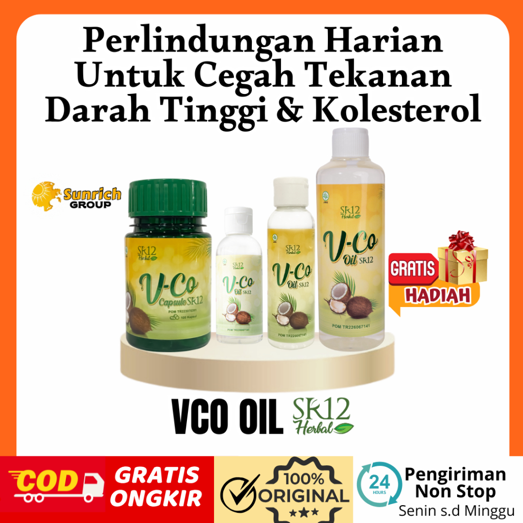 

VCO virgin coconut oil SR12/minyak kelapa murni 100%/anti bakteri & virus, melancarkan BAB