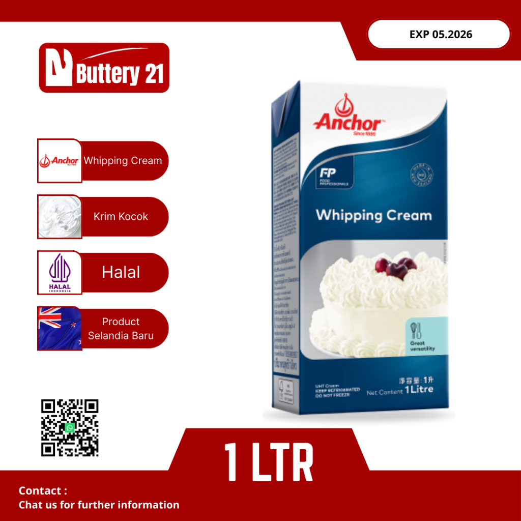 ANCHOR WHIPPING CREAM 1 L/WHIPP KRIM/KRIM KOCOK/WHIPPING CREAM ANCHOR