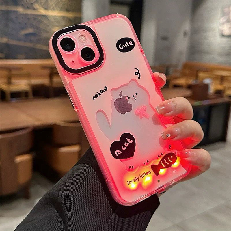 Case For IPhone 11 12 13 14 15 16 PRO MAX LED Warna Warni Casing