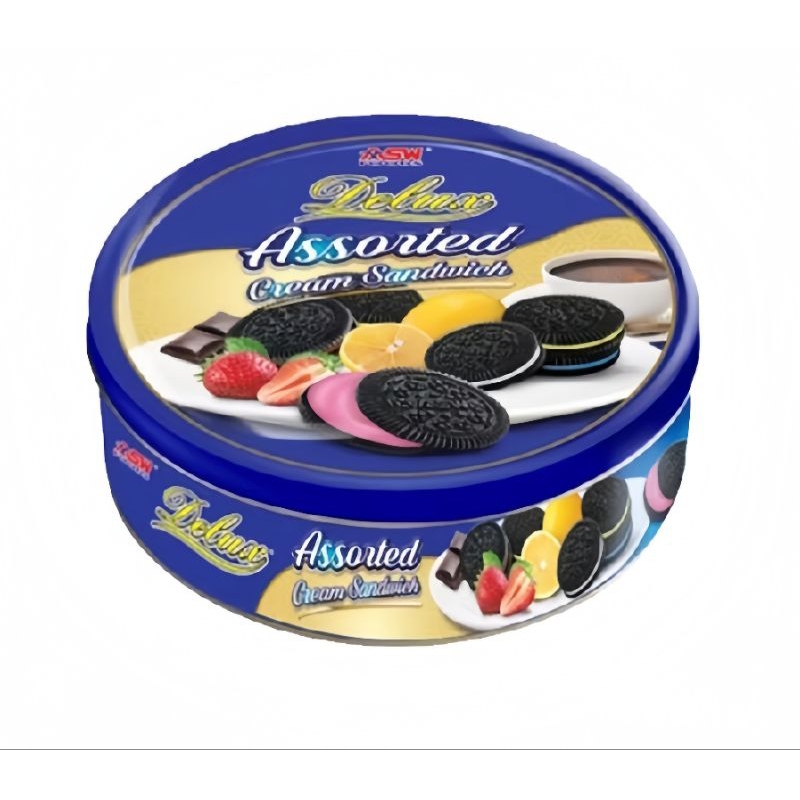 

Fateeha- ASW Biscuit delux assorted cream sandwich kaleng