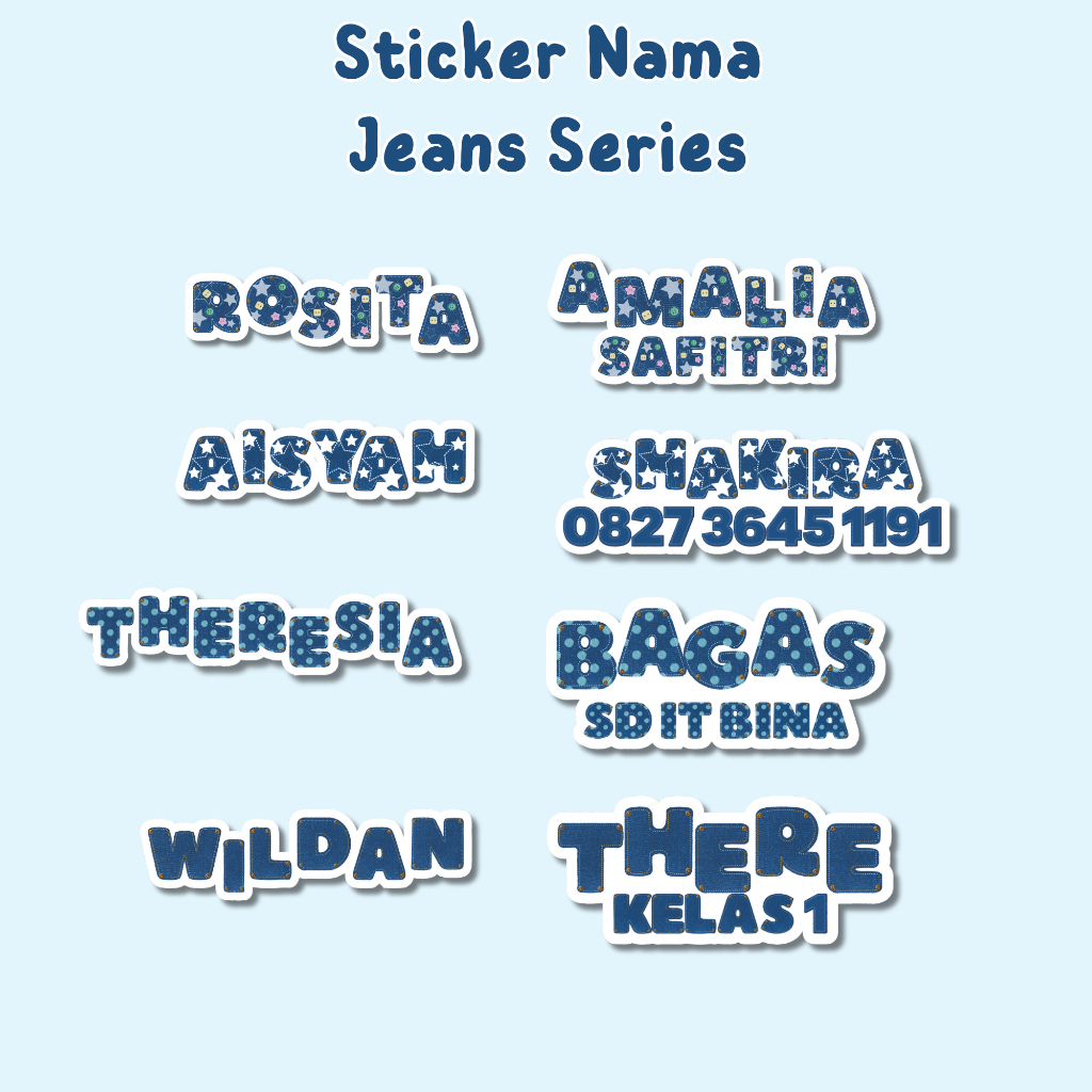 

Sticker Nama Jeans Series / Sticker Nama Lucu / Sticker Nama Glossy / Anti air