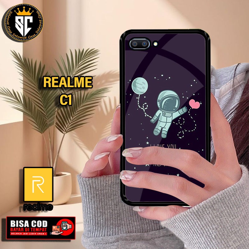Hardcase 2d glosy dan softcase 2d glosy for realme c1 motif nasa/astronot ready all type smartphone