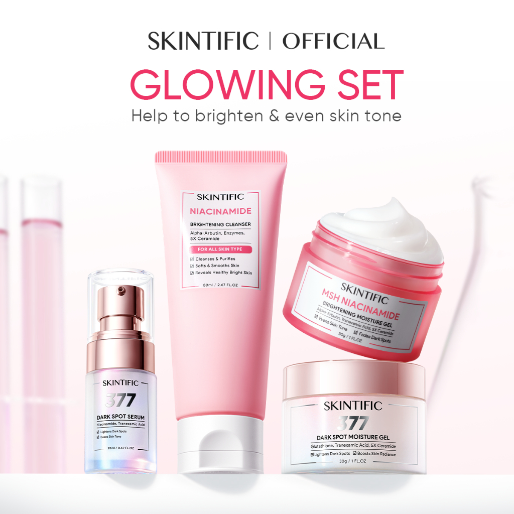 [4 PCS]SKINTIFIC- Day & Night Skincare Routine Set | Retinal Niacinamide 377 Serum Moisturizer Gel C