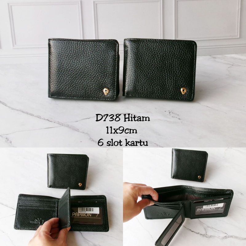 Dompet Papillon pria/lakilaki unisex leathee D738