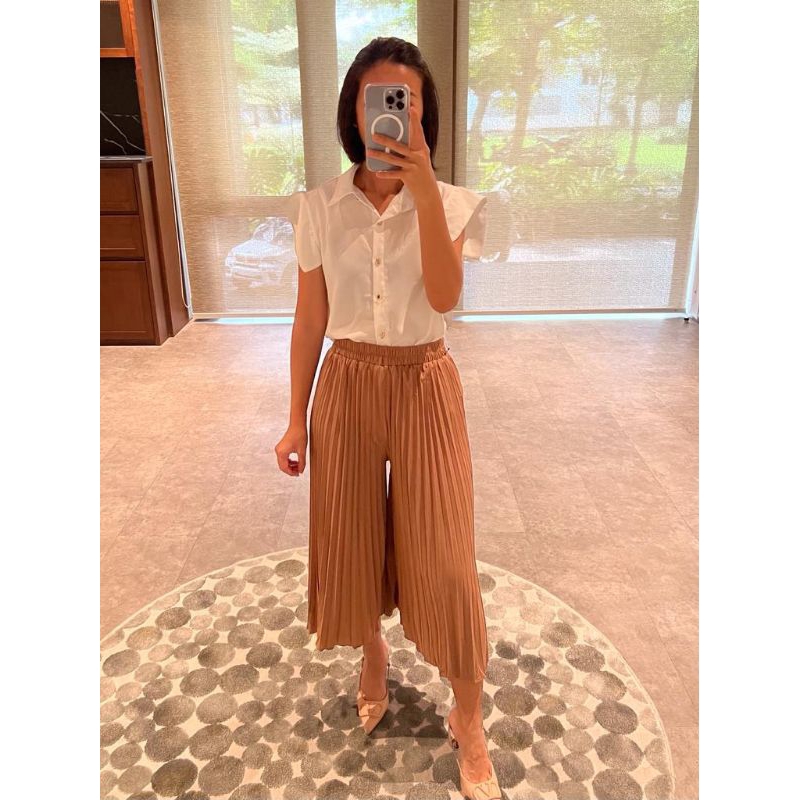 Vol kulot plisket midi,kulot 7/8 ,celana kulot wanita