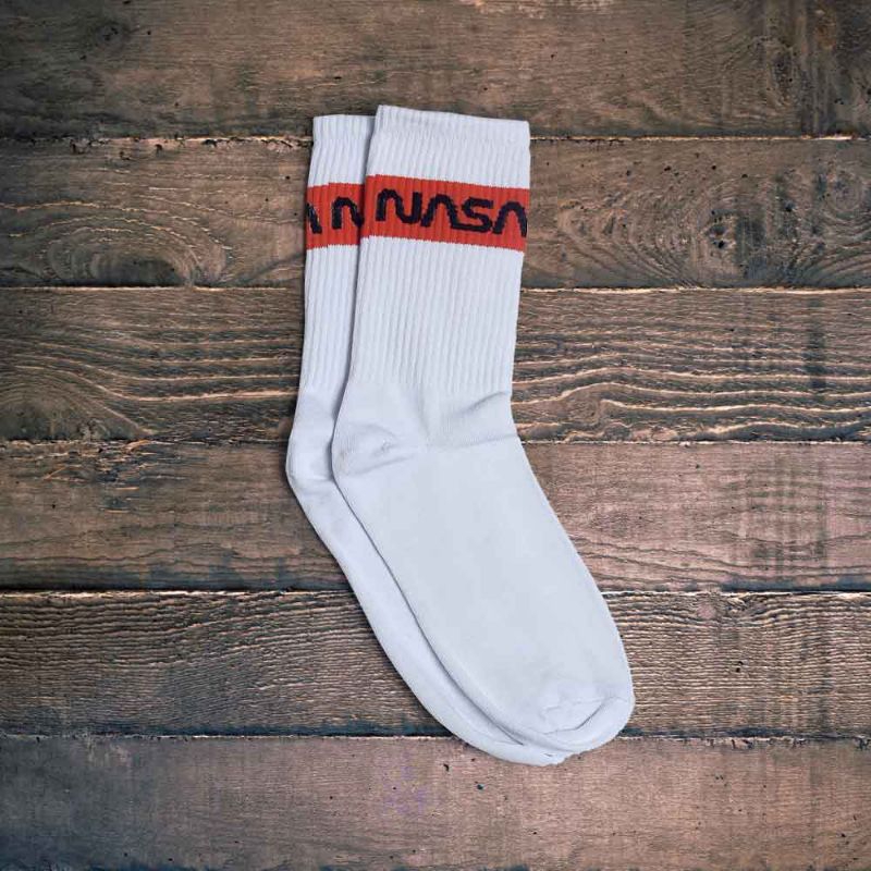 Kaos Kaki Oldschool Skate Motif Nasa Putih Pria Wanita - Waxxon