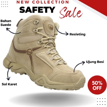 KODE P73F Delta 5AA Sepatu Boots Safety Tactical Satpol PP Polisi TNI PDL PDH Hiking Gunung Pria Ori