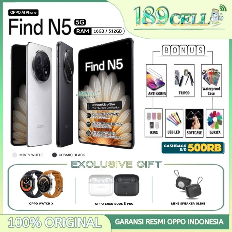 OPPO FIND N5 RAM 16/512GB | OPPO FIND N5 NFC 5G GARANSI RESMI OPPO INDONESIA