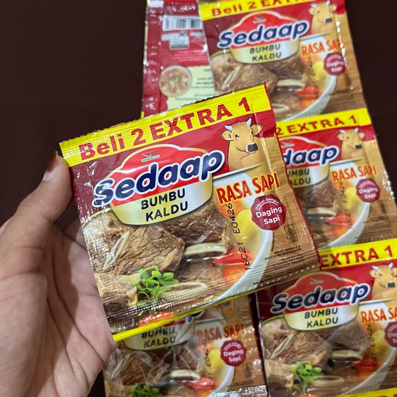 

Paket 36 sachet (pcs) SEDAP KALDU 2 Renceng/Renteng kemasan 9 gram penyedap masakan Kediri Jawa Timur