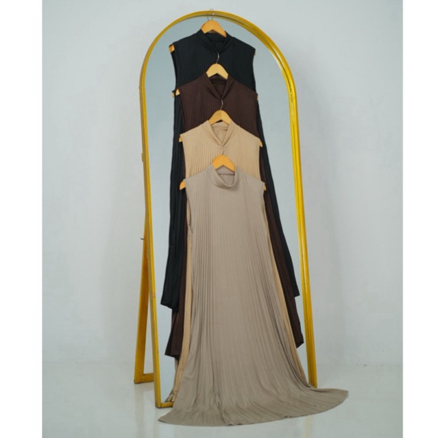SalmaGudangnyaBaju Dress Plisket Wanita Inner Plisket Premium Casual Manset Dalaman Polos Muslim Gam