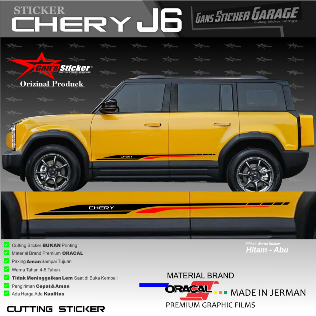 Sticker Chery J6 Sticker Cutting Variasi Chery J6