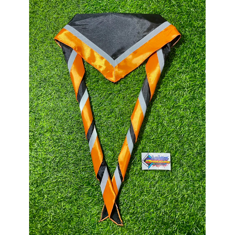 SCRAF PRAMUKA HITAM LIS ORANGE MENYALA