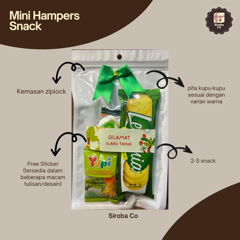 

[BELI 20 GRATIS 1 BERLAKU KELIPATAN] MINI GIFT SNACK HIJAU - MINI HAMPERS SNACK ULANG TAHUN CUSTOM WARNA - MINI HAMPERS MURAH