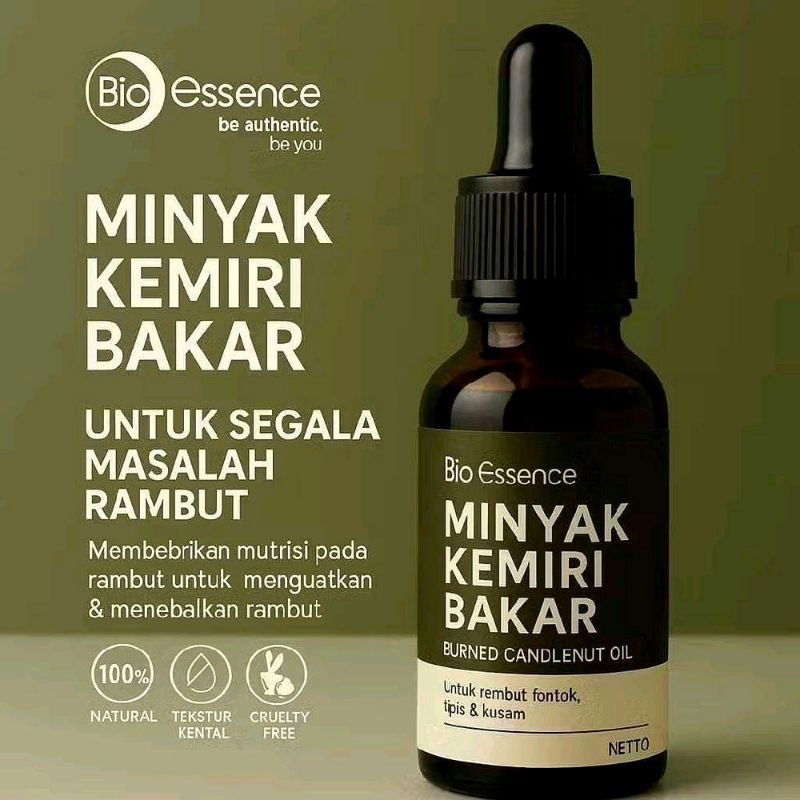 Minyak Kemiri Bakar Bio Essence – Nutrisi Alami untuk Menguatkan & Menebalkan Rambut Rontok