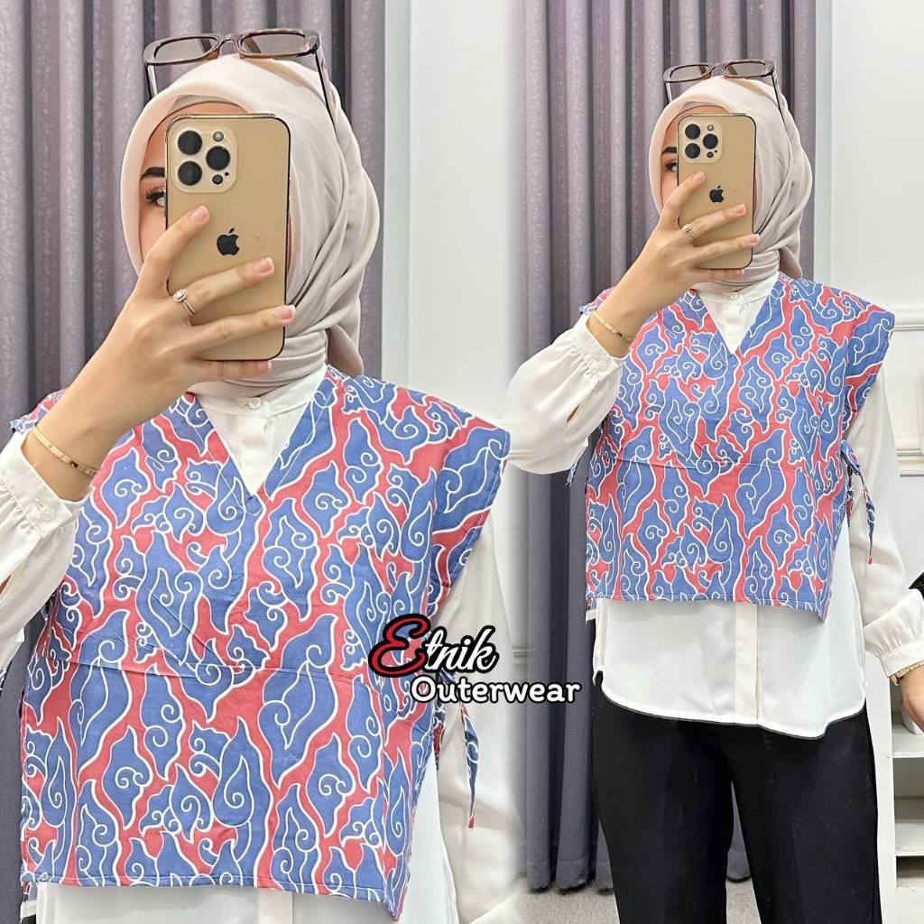 Rompi Batik Wanita Modern Rompi Vest Batik Kekinian Vest Batik Outer Korean Style Bahan Katun