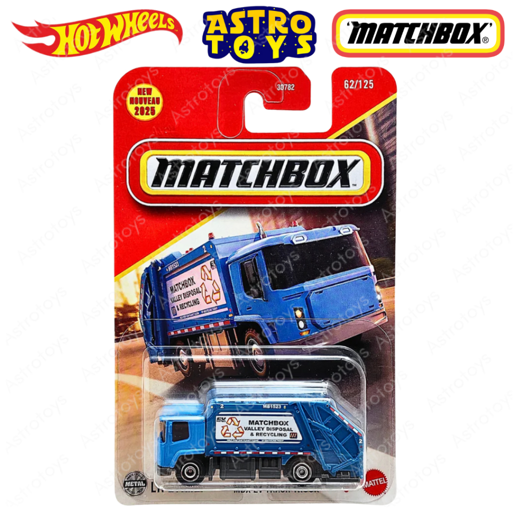 Matchbox Diecast Mobil Truk Sampah Garbage Truck MBX EV Trash Biru Skala 1:64 Original