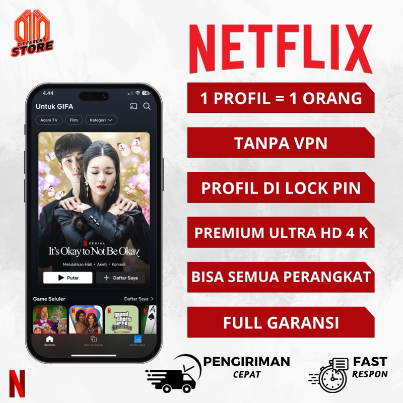 NETFLIX 4K/UHD HARIAN SAMPAI BULANAN HARGA TERMURAH DAN TERJANGKAU