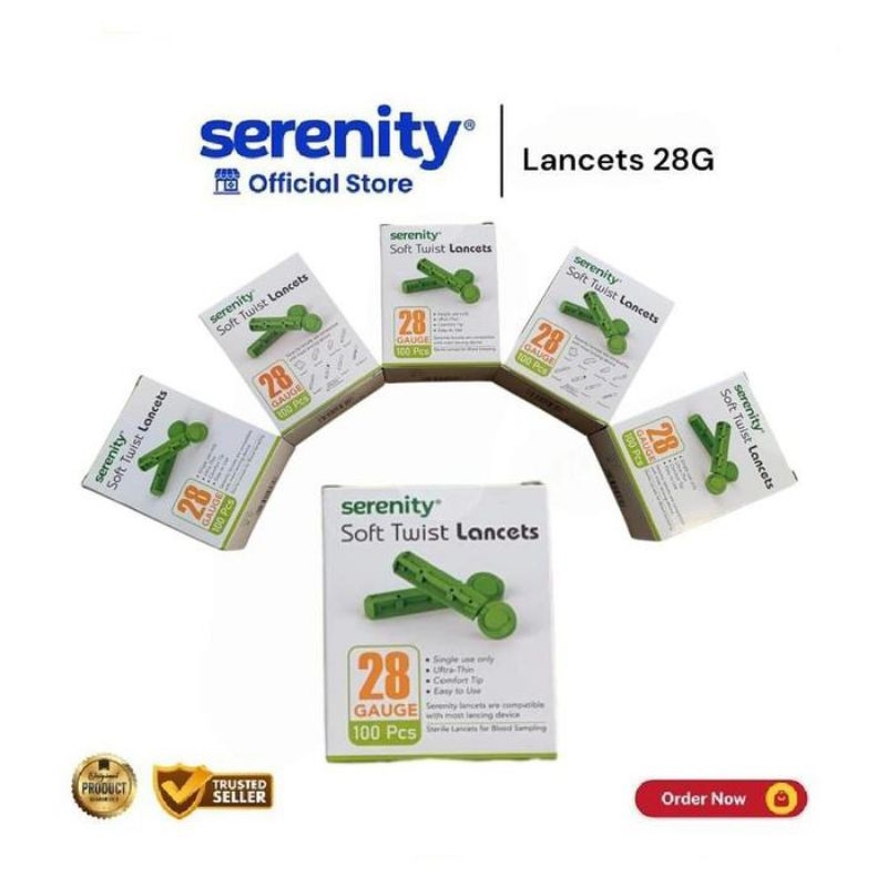 Serenity Blood Lancet isi 100 Isi Ulang lancet Easy Touch Autocheck nesco 28G
