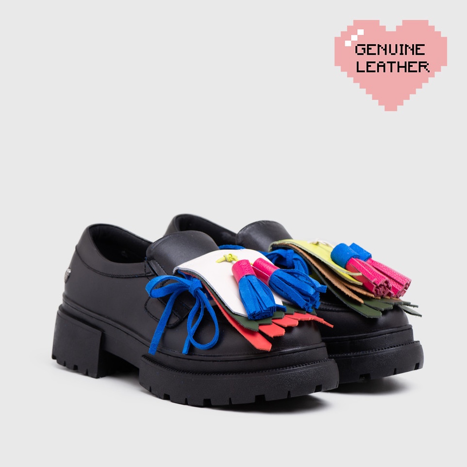 KODE H16Y Adorableprojects  Abriana Oxford Genuine Leather Black