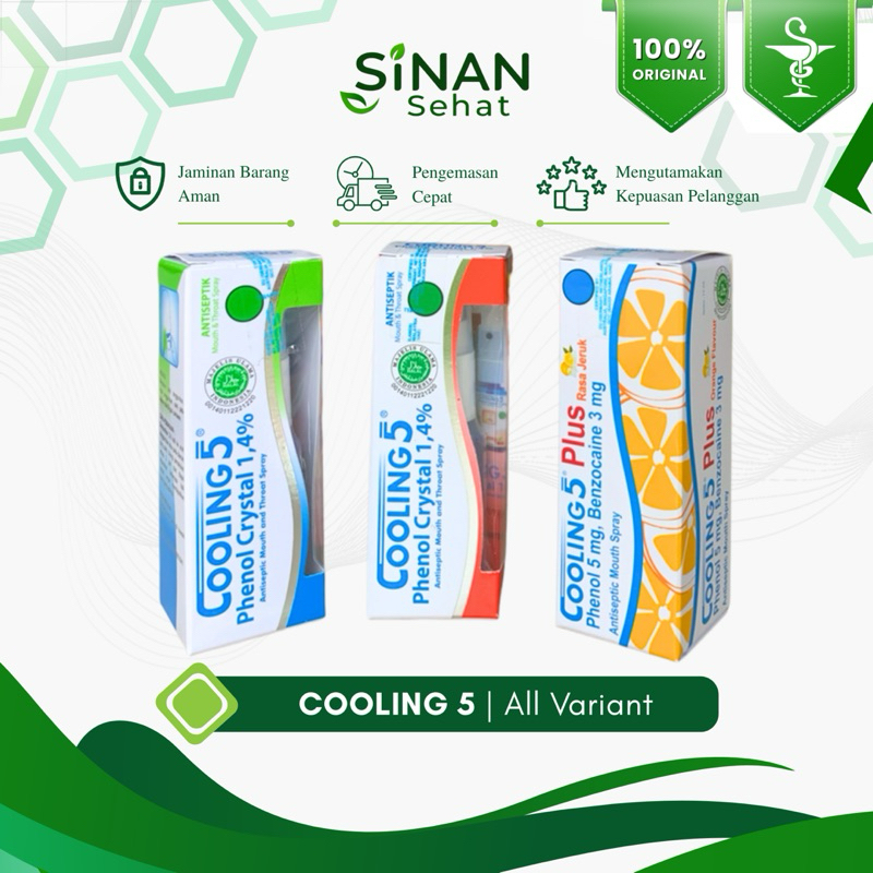 Apotek Sinan Sehat | Obat Mulut Semprot COOLING 5 Plus Orange Cherry Cool Mint Spray | Obat Sariawan
