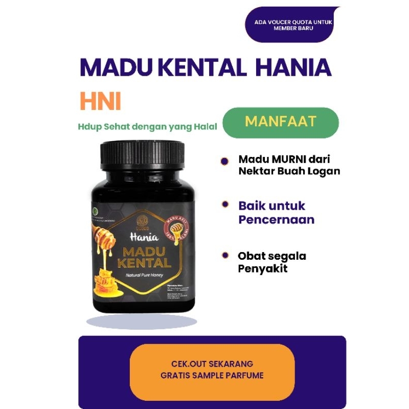 

MADU KENTAL HANIA HNI Halal Network International Madu Murni Herbal Alami Obat Lambung Akut Obat Pencernaan dan Diare Obat Batuk Alami Minuman Kesehatan Bebas Kimia