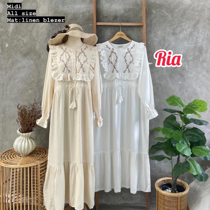 Midi linen bordir cantik busui