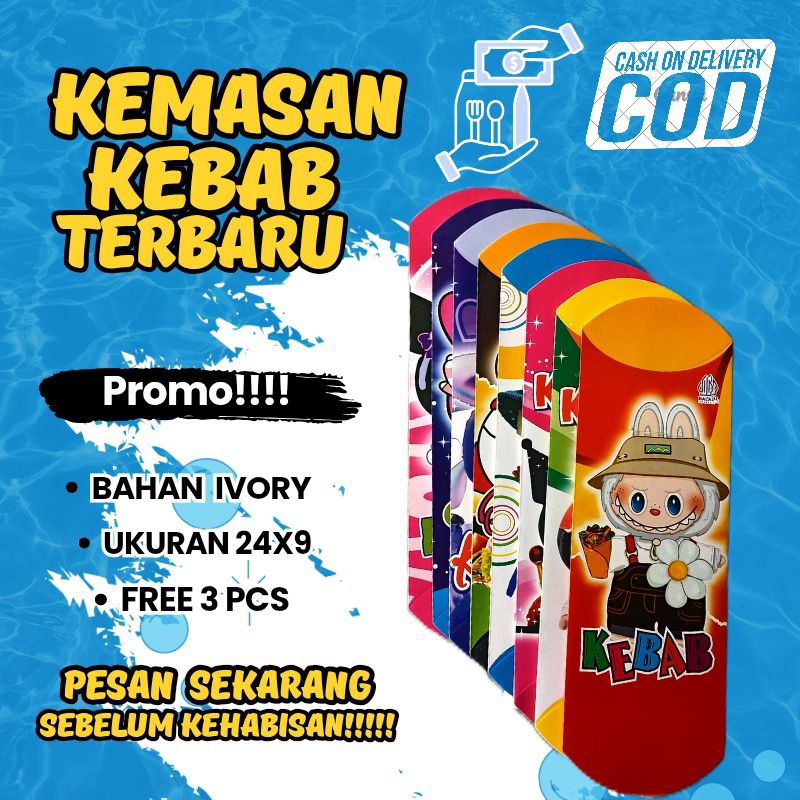 bungkus kebab ivory ukuran 24x9cm, bungkus kebab isi 100pcs, bungkus kebab jumbo, bungkus kebab mura