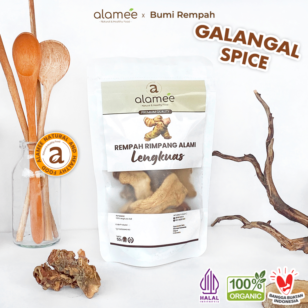 

ALAMEE Lengkuas Kering Dried Galangal Iris Rempah Organik Alami Bumbu Seasoning Masakan Masak 50gr