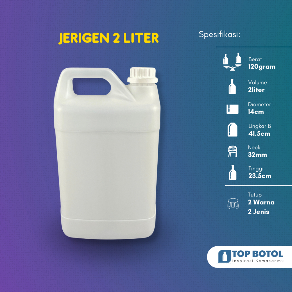 (Paket isi 20pcs) JERIGEN 2 LITER NATURAL HDPE JUAL JERIGEN MINYAK JERIGEN 2 LITERAN JERIGEN 2LITER 