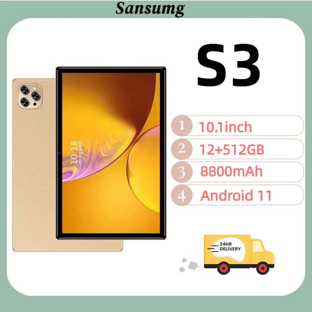 Tablet S3 RAM 12GB+RAM 512GB 10,1 Inci 5G WIFI Android 11 Tablet Pembelajaran