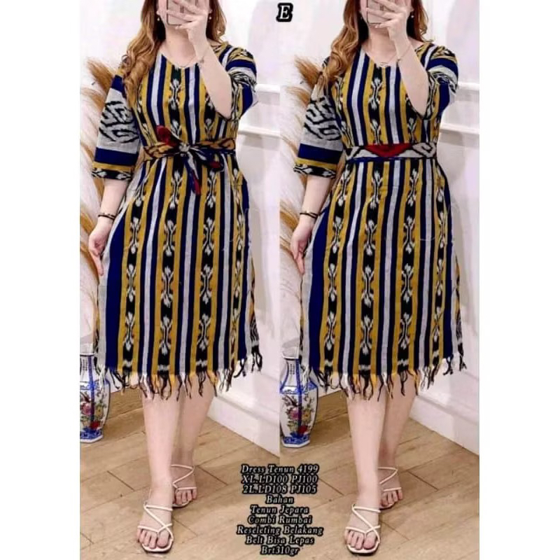 Dress tenun wanita - dress tenun etnik - baju tenun - dress etnik