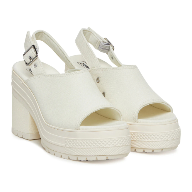 Converse Chuck 70 70s De Luxe Heel Lugged Mule Sandal Platform Strap Canvas Egret