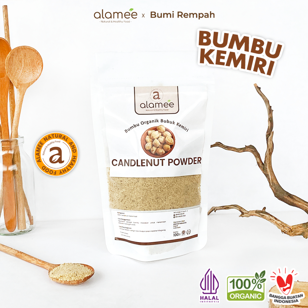 

ALAMEE Kemiri Bubuk Candlenut Seasoning Powder Bumbu Dapur Organik Masak Murni Tanpa Campuran 100g