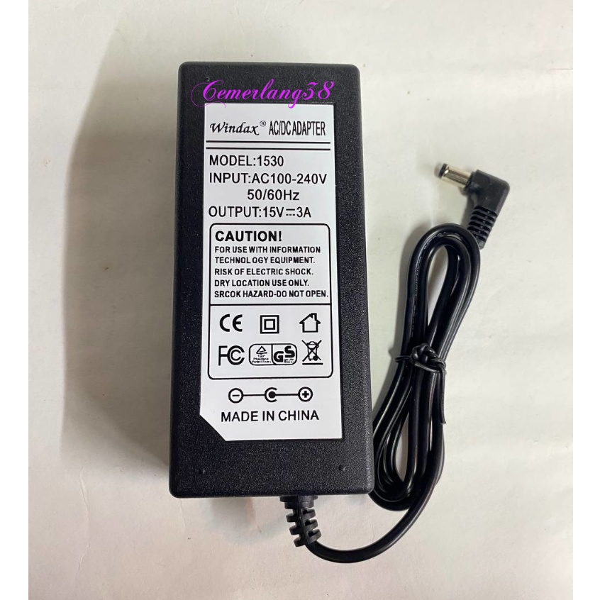 AC DC Charger 15V 3A 45W Switching Adaptor 15 V 3 A 45 W Power Supply 15 volt 3 amper 45 watt
