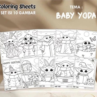 

KERTAS GAMBAR ANAK MEWARNAI KARAKTER BABY YODA UKURAN A4 - COLORING SHEETS 1 SET ISI 10 GAMBAR