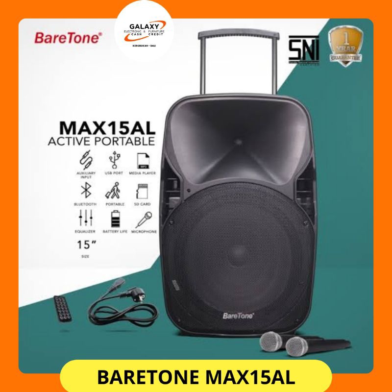 BARETONE Speaker Aktif Portable Baretone 15inch Bluetooth MAX15AL