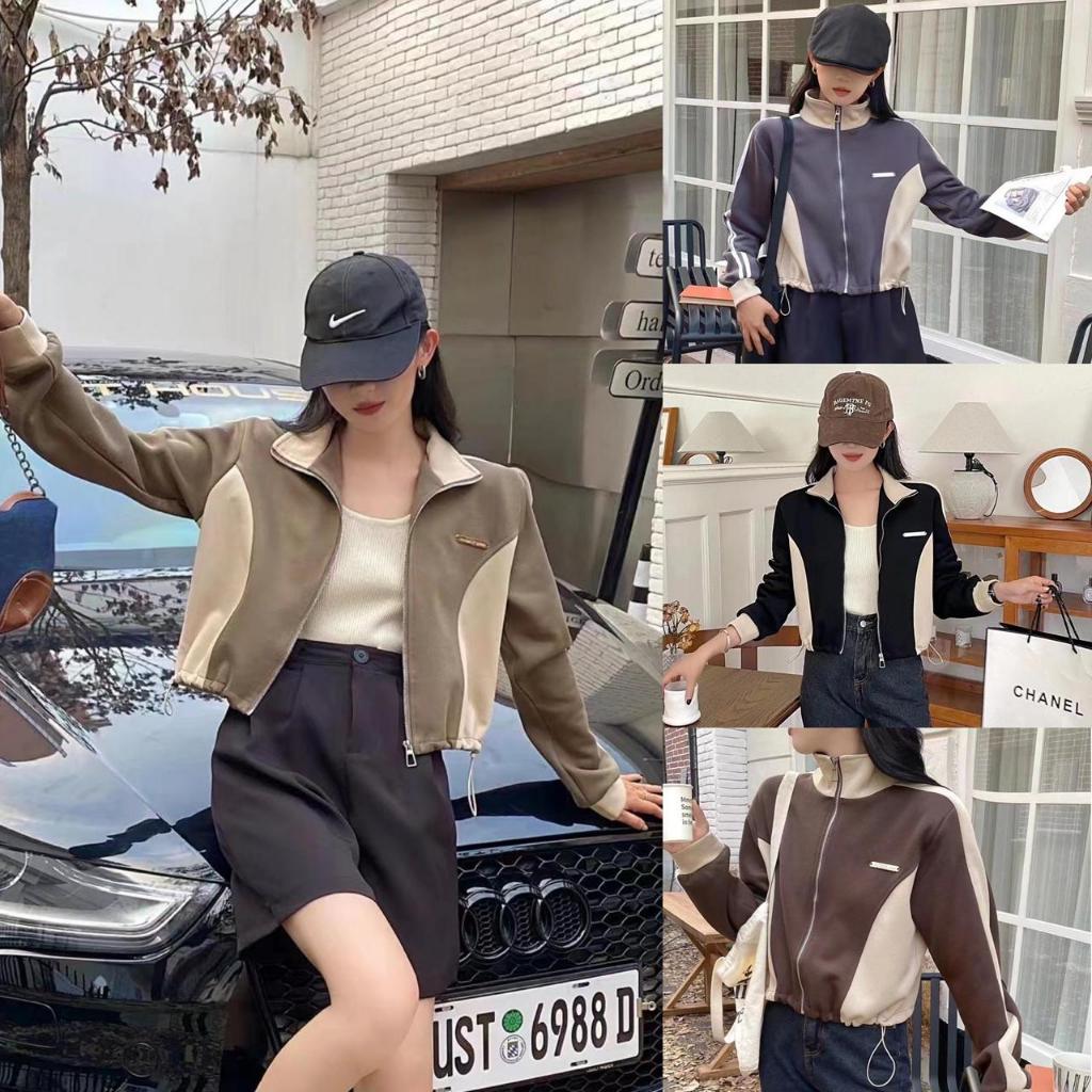 DOUBLE LUCKY / 23258 JACKET CROP / JACKET LIST CROP / JACKET WANITA IMPORT / JACKET SERUT CROP