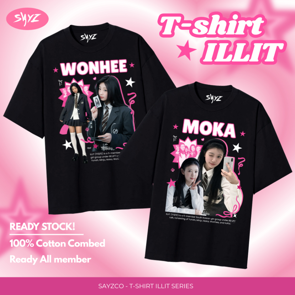 [ READY ] Tshirt ILLIT "Super real me" Magnetic album pc - Yunah Moka Minju Iroha Wonhee - pc kaos b