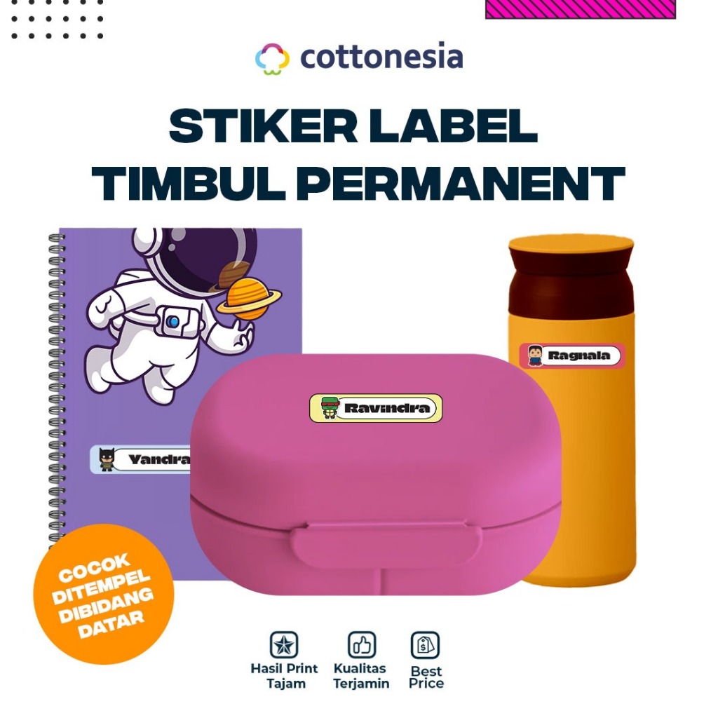 

Sticker Label Timbul Permanen Anti Air Waterprof Nama Anak I Custom Stiker Timbul Permanen