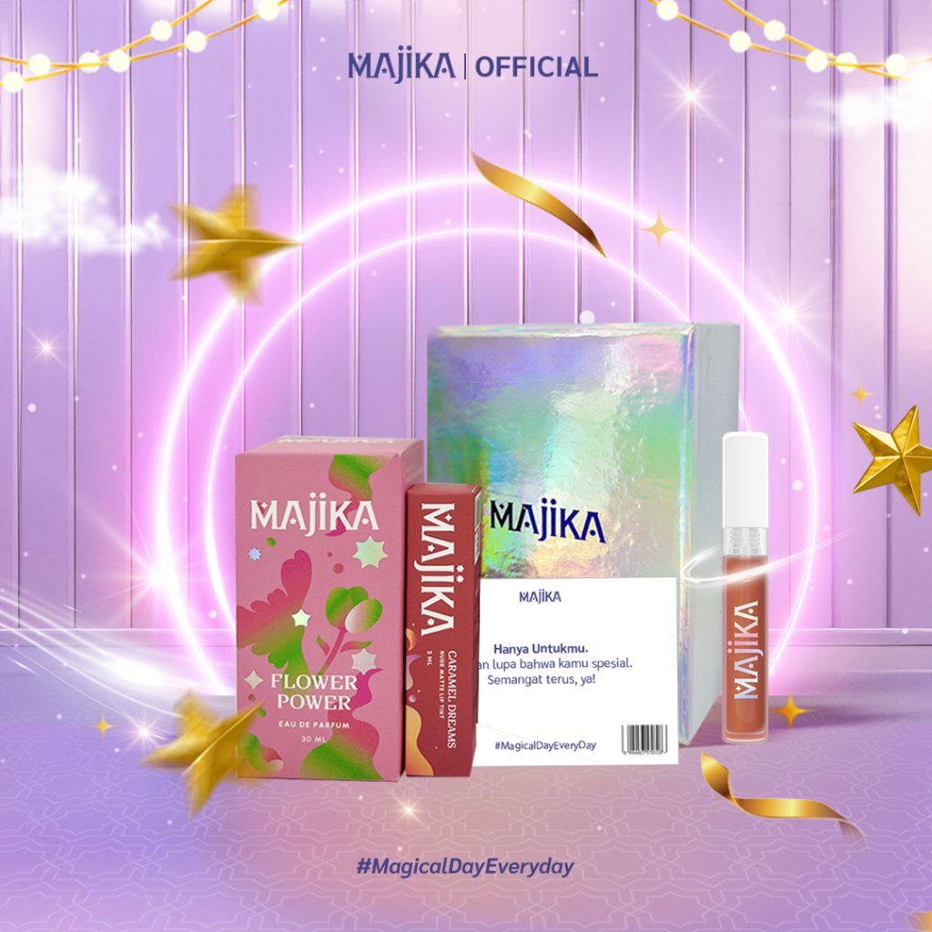 MAJIKA Aura Kit Gift Box |KADO ULANG TAHUN|HANYA UNTUKMU|SELAMAT | [Flower Power EDP + Lip Tint Cara