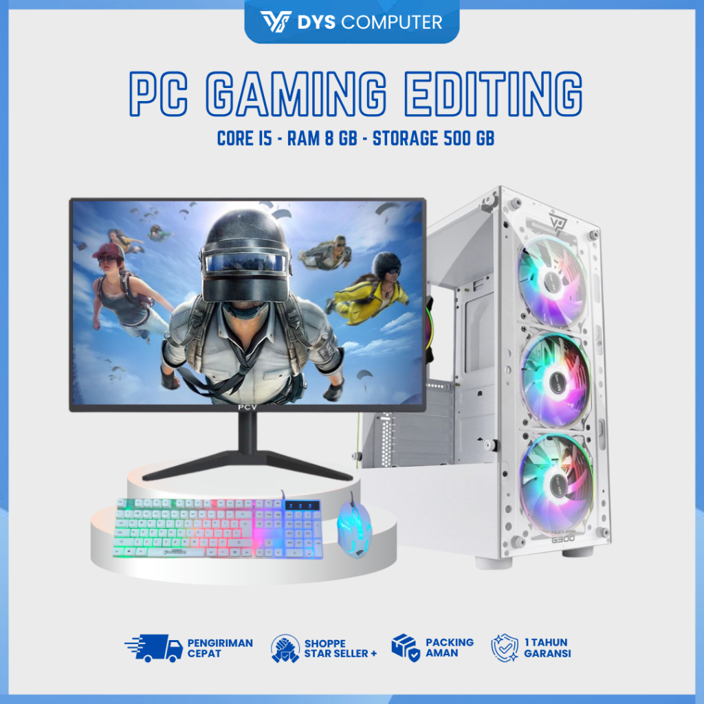 Komputer Full Set I5 Gaming Desain Editing Ram 8GB / 500GB / SSD