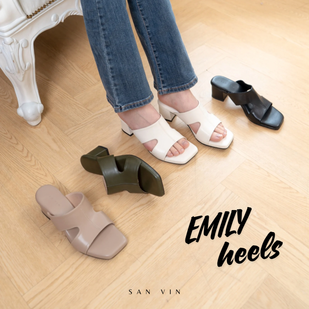 SAN VIN SHOES -  EMILY HEELS | SANDAL SLOP HIGH HEELS 6CM HAK TAHU WANITA