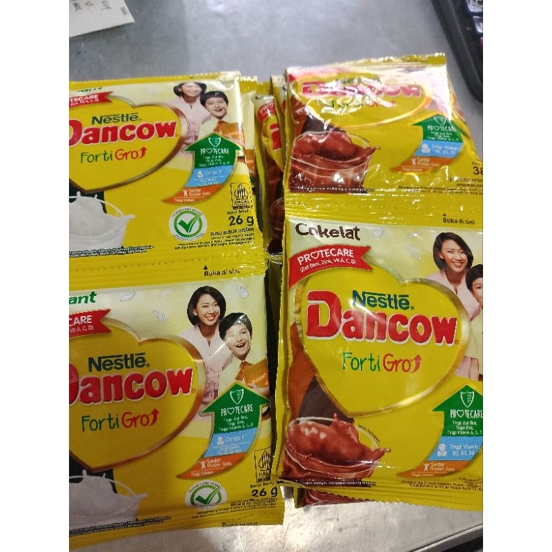 

susu Dancow forti gro putih/coklat kemasan renceng isi 10