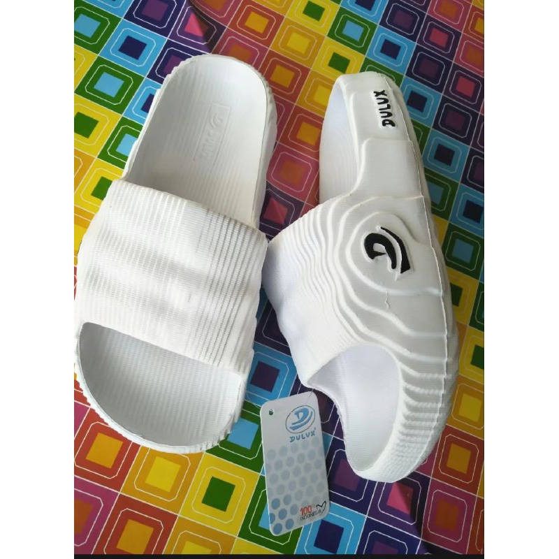 Sandal selop pria Dulux/sandal Korea putih trendy/sandal selop karet terbaru