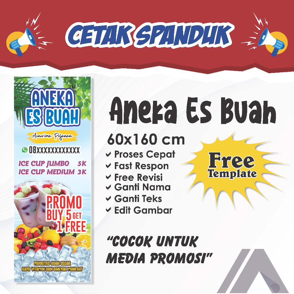 Cetak Spanduk Aneka Es Buah Bisa Custom