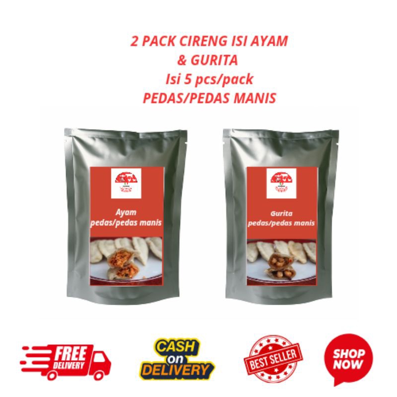 

BUNDLING 2 PACK Cireng Isi! Ayam & Kraken (Gurita) Pedas & Pedas Manis. Vakum, COD!