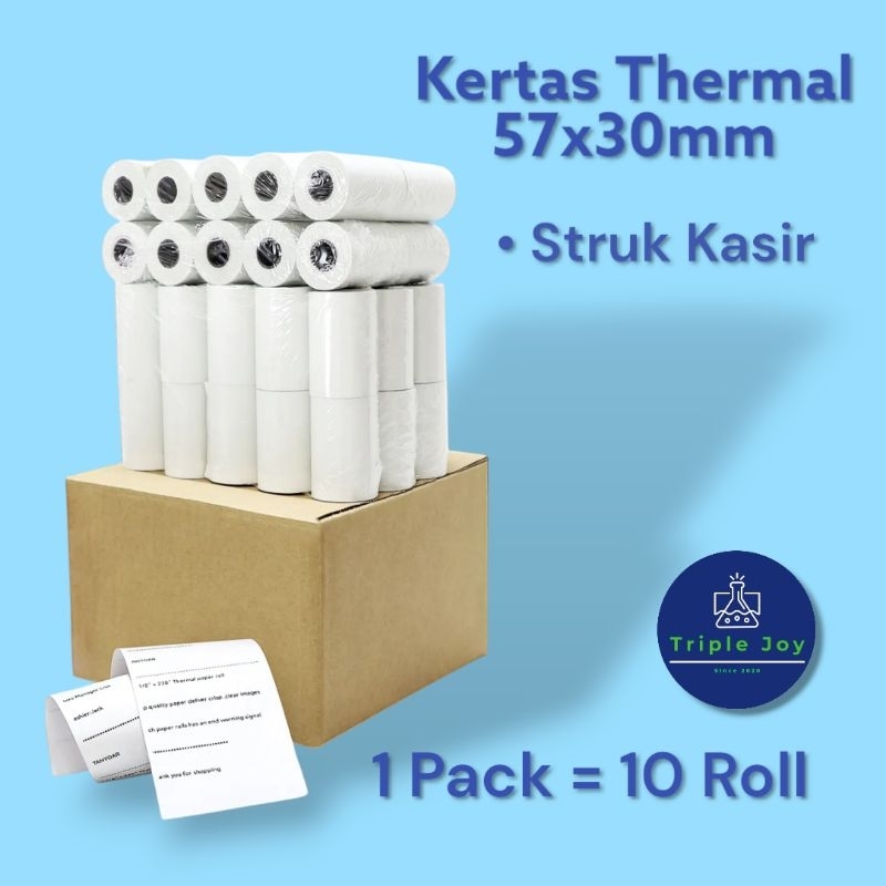 

(10 Roll) Kertas Thermal Paper 57x30 Kertas Struk Kasir Kertas EDC 58x30 Premium Roll Harga Per Pack isi 10 roll