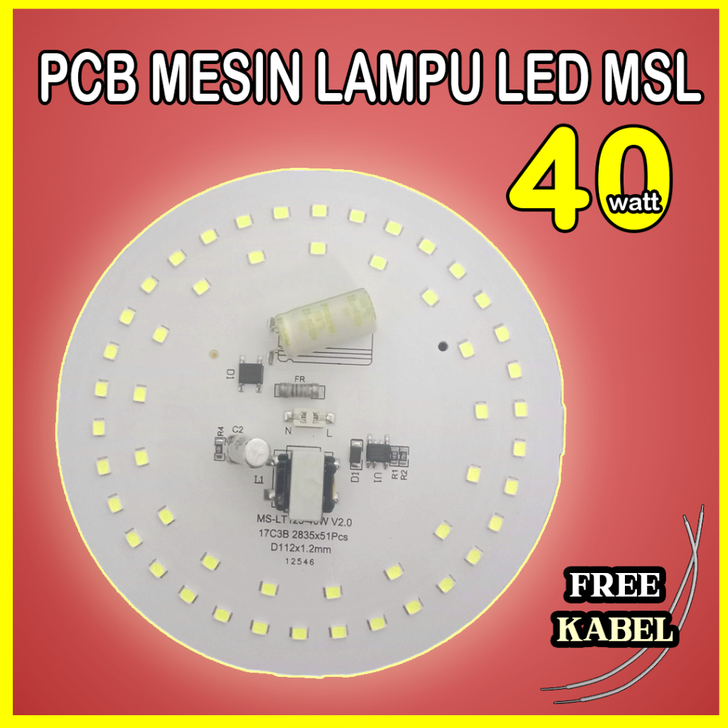 PCB Mesin Lampu LED AC 40 Watt 40w Nyala Putih Terang  MSL Langsung Listrik PLN 220v Diameter 112 mm