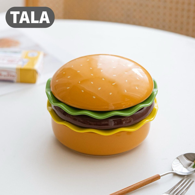 TALA 5in1 Set Burger Piring Makan Keramik Cantik Hamburger Ceramic Plate Unik Hiasan Properti Foto E