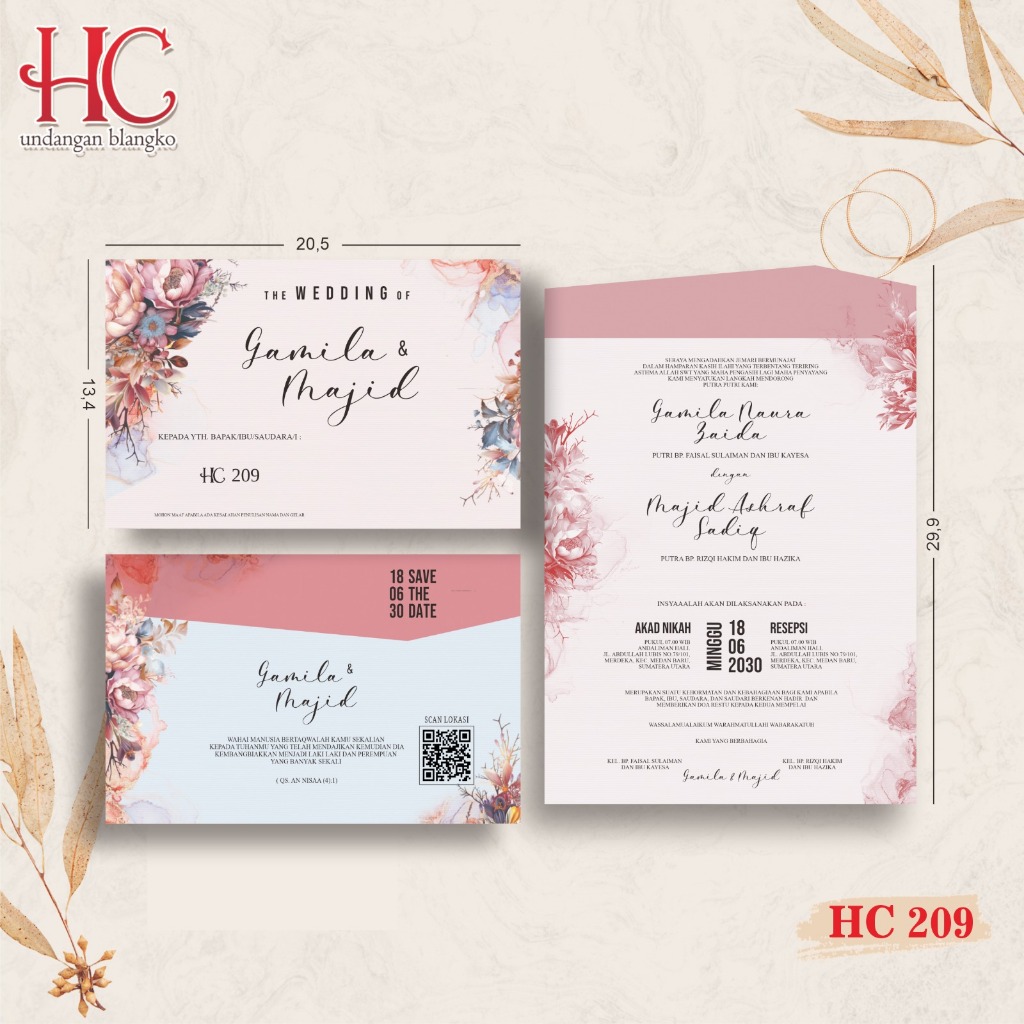BLANKO UNDANGAN PERNIKAHAN KOSONGAN MURAH-BLANKO UNDANGAN PERNIKAHAN KOSONGAN TERBARU HC 209